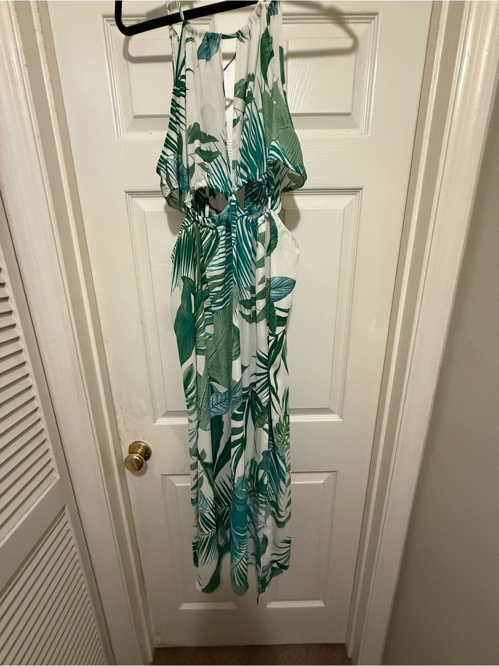 Cupshe Green and White Tropical Leaf One-Piece Romper